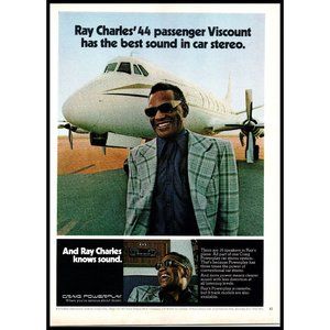 1976 Craig Stereo Ray Charles Vintage Print Ad Viscount Private Plane Wall Art